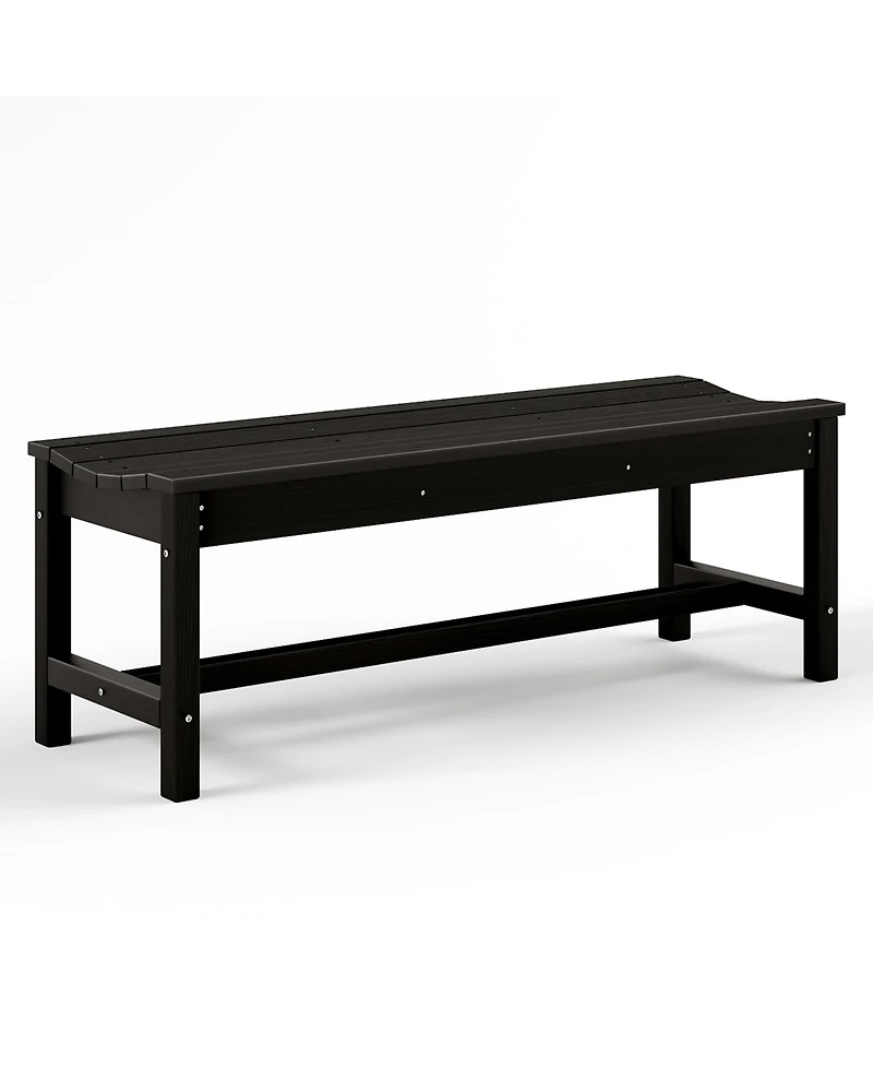 homfan Outdoor Bench with Curved Seating - Hdpe 2-Person Backless Holds up to 800 lbs, Weatherproof Garden for Porch, Patio, Park