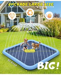 Aofar 90.5" Splash Pad Sprinkler Play Mat Dogs Wading Pool Fountain Pets