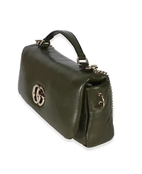Pre-Owned Gucci Green Lambskin Gg Milano Small Top Handle Shoulder Bag