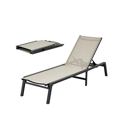 Sugift Foldable Outdoor Chaise Lounge Chair with 5 Position Backrest 400 lb Capacity