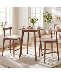 Costway Counter Height Bar Stools with Curved Backs and Upholstered Cushioned Seats