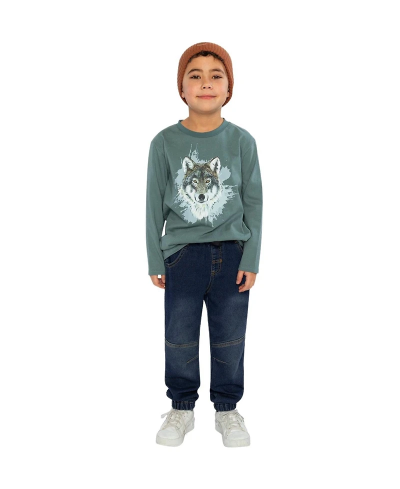 Deux par Little Boys 6- 12 Long Sleeve T-Shirt Turquoise