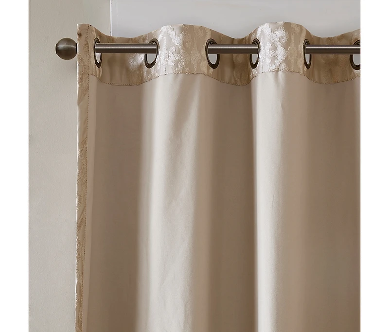 Avobird Knitted Jacquard Damask Total Blackout Grommet Top Curtain Panel