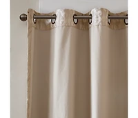 Avobird Knitted Jacquard Damask Total Blackout Grommet Top Curtain Panel