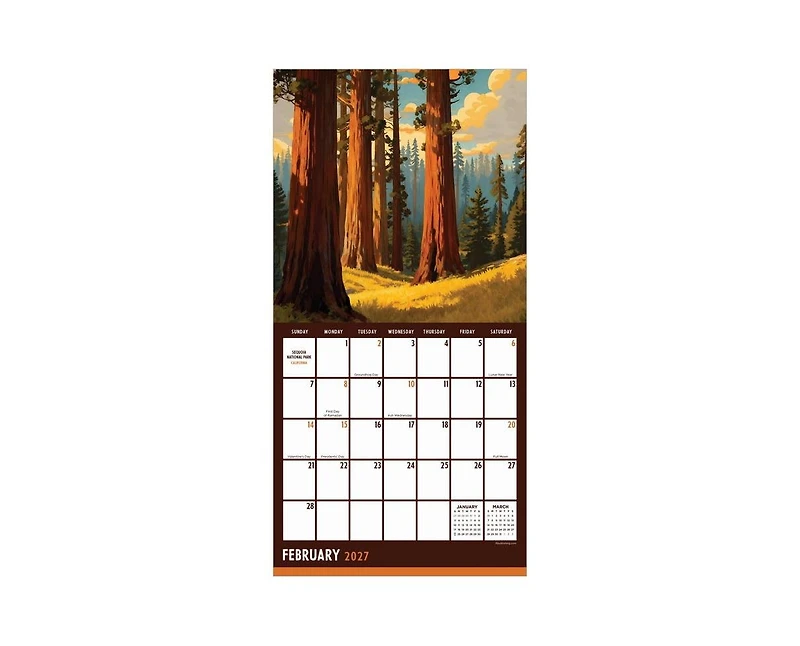Tf Publishing Paper Goods 2027 National Parks-Art Mini Calendar