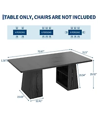 gaomon Rectangular Dining Bench Table, Thick Wood Grain Tabletop, Trapezoid Support Legs with Side Open Storage Shelf for Kitchen