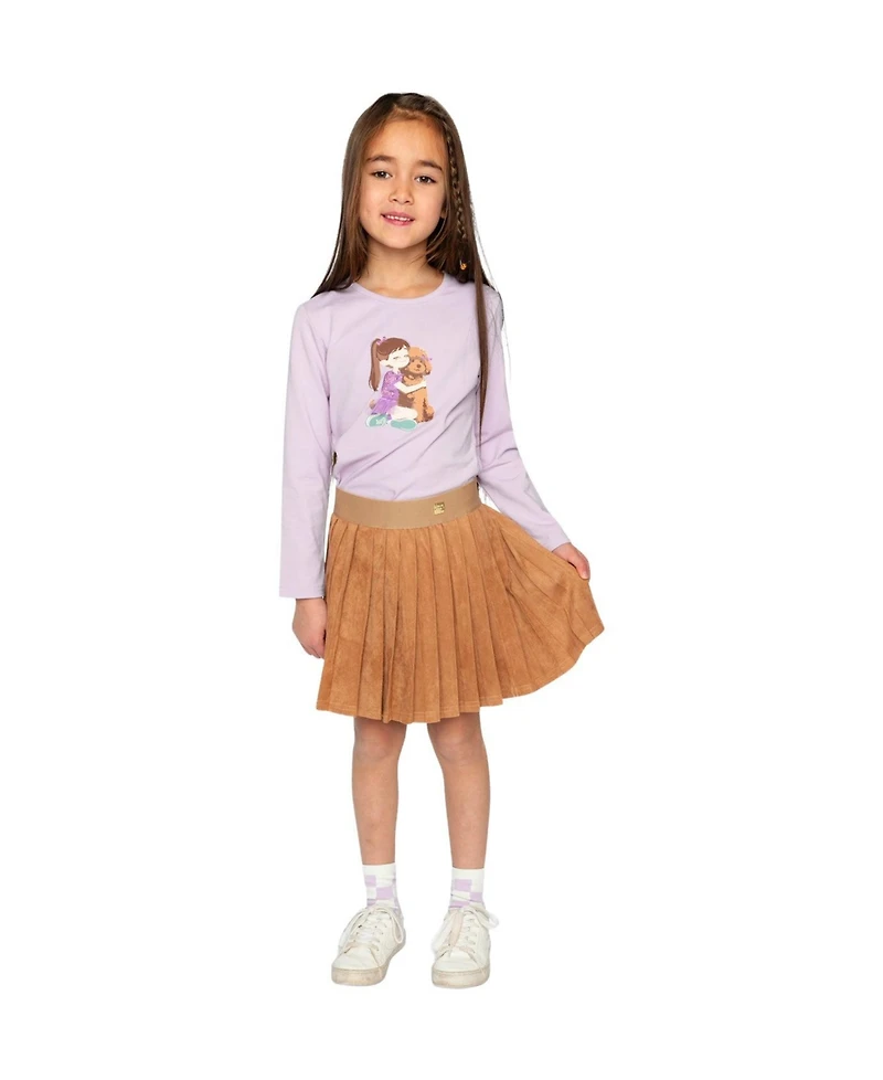Deux par Little and Big Girl (6-12) Long Sleeve Cotton T-Shirt Lavender