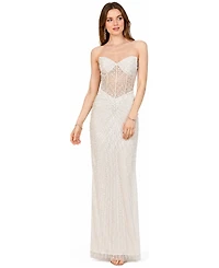 Lara Women's Embellished Strapless Gown with Slit