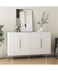 Flynama Fluted Panel Sideboard Buffet Cabinet Adjustable Shelf Home Accent Storage Cabinet