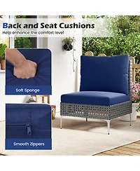 Gouun 3-Piece Low-Profile Pe Rattan Conversation Set with Glass Coffee Table and Cushions