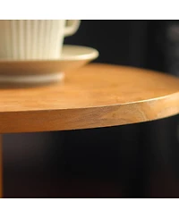 Streamdale Furniture Round Side Table with Mdf Top and Solid Wood Spindle Legs