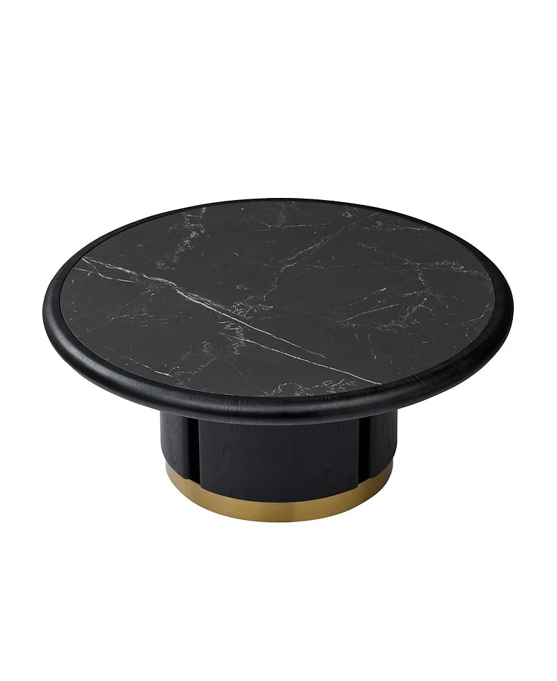Streamdale Furniture 35.43'' Round Sintered Stone Coffee Table with Brushed Stainless-Steel Base