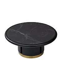 Streamdale Furniture 35.43'' Round Sintered Stone Coffee Table with Brushed Stainless-Steel Base