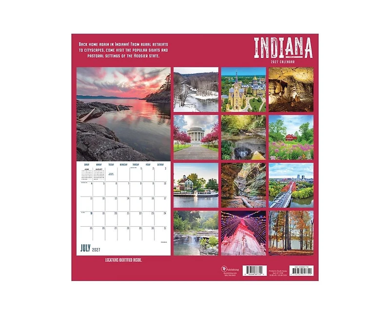 Tf Publishing Paper Goods 2027 Indiana Wall Calendar