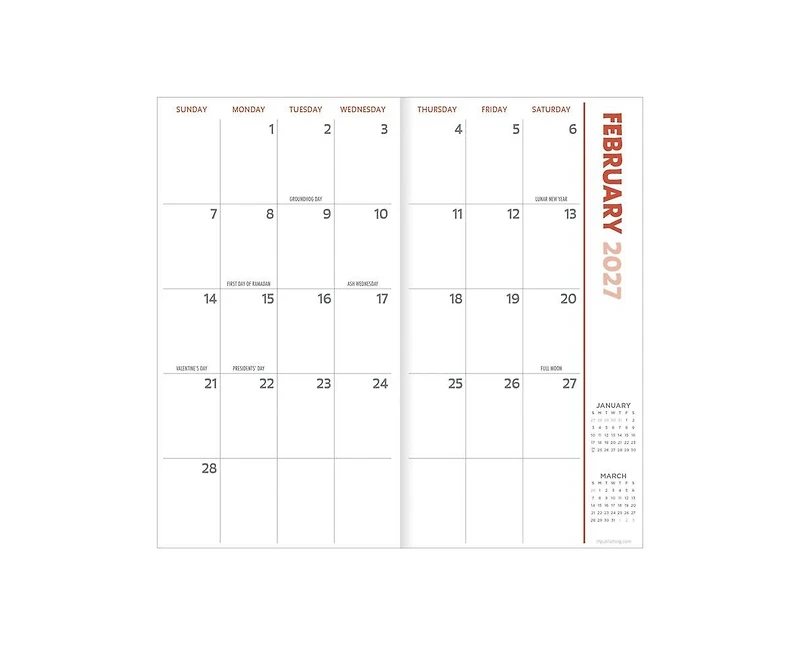 Tf Publishing Paper Goods 2027-2028 Long Weekend Small Monthly Pocket Planner