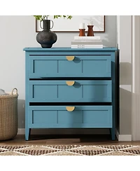 Flynama American Style 3-Drawer Storage Cabinet Anti-Tip Design Non-Slip Foot Pad Household Bedroom Study Wooden Chest Cabinet