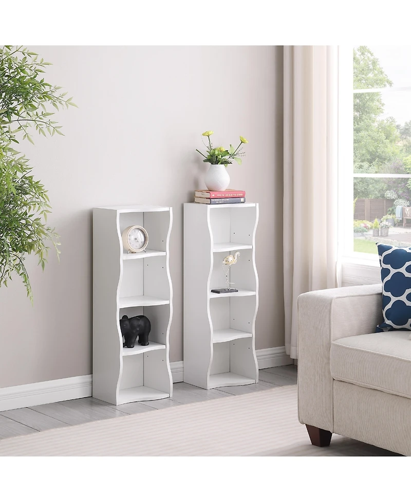 Flynama Ultra-Thin 8-Layer Wavy Border Bookshelf Detachable Combined Adjustable Shelf Home Office Storage Rack