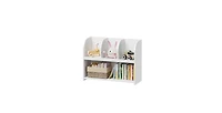 Flynama 4-Compartment Kids Safety Bookcase, Mdf Toy Storage Rack Max Load 25Lbs with Wall Buckle