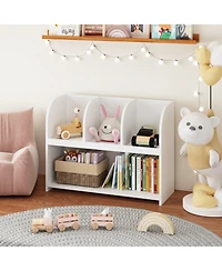 Flynama 4-Compartment Kids Safety Bookcase, Mdf Toy Storage Rack Max Load 25Lbs with Wall Buckle