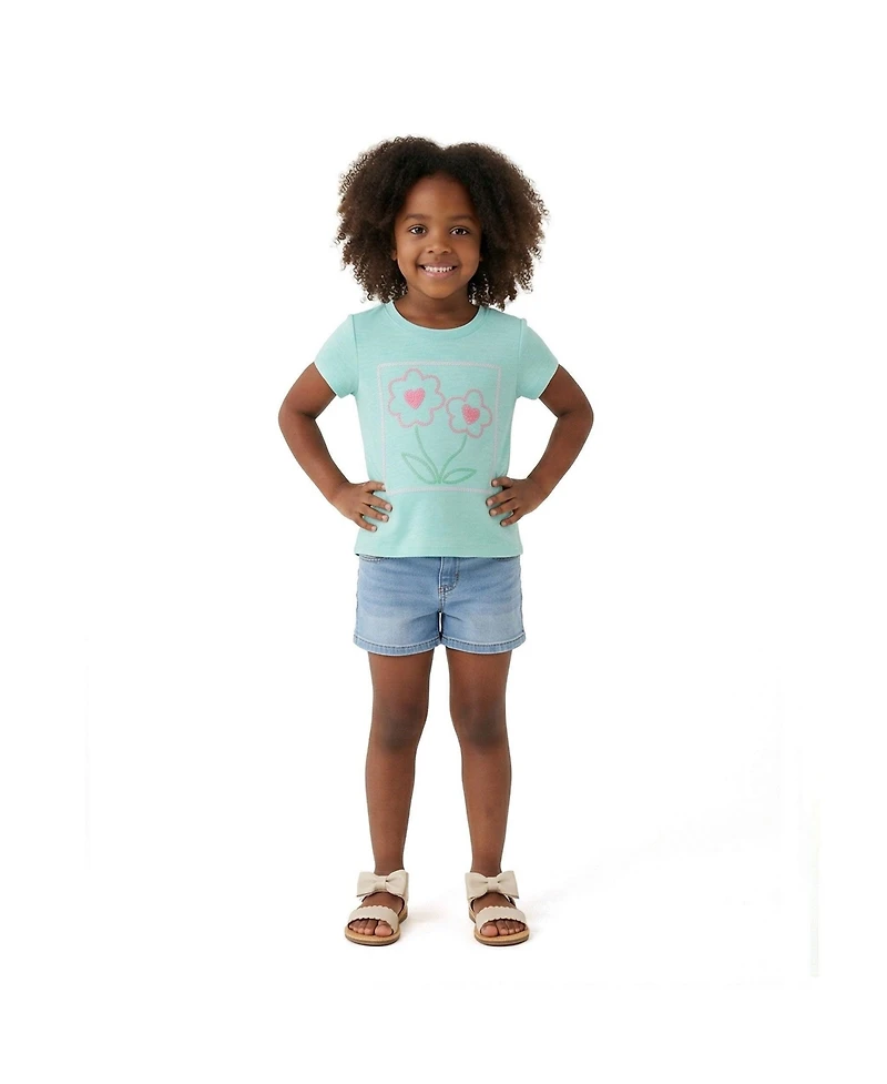 Andy & Evan Toddler Girls 2T- 6X Sparkle Bloom Emroidered Tee
