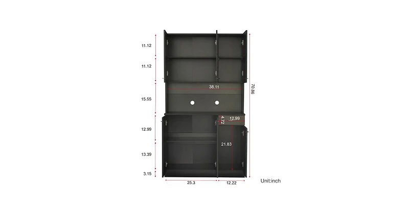 Flynama 70.87 Inch Tall Multi-door Combined Storage Wardrobe Cabinet