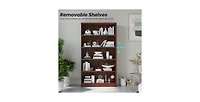 Flynama 60 Inch Tall 5-Shelf Adjustable Cherry Wood Bedroom Bookcase