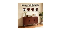 Flynama Mid Century Buffet Cabinet with 3 Drawers