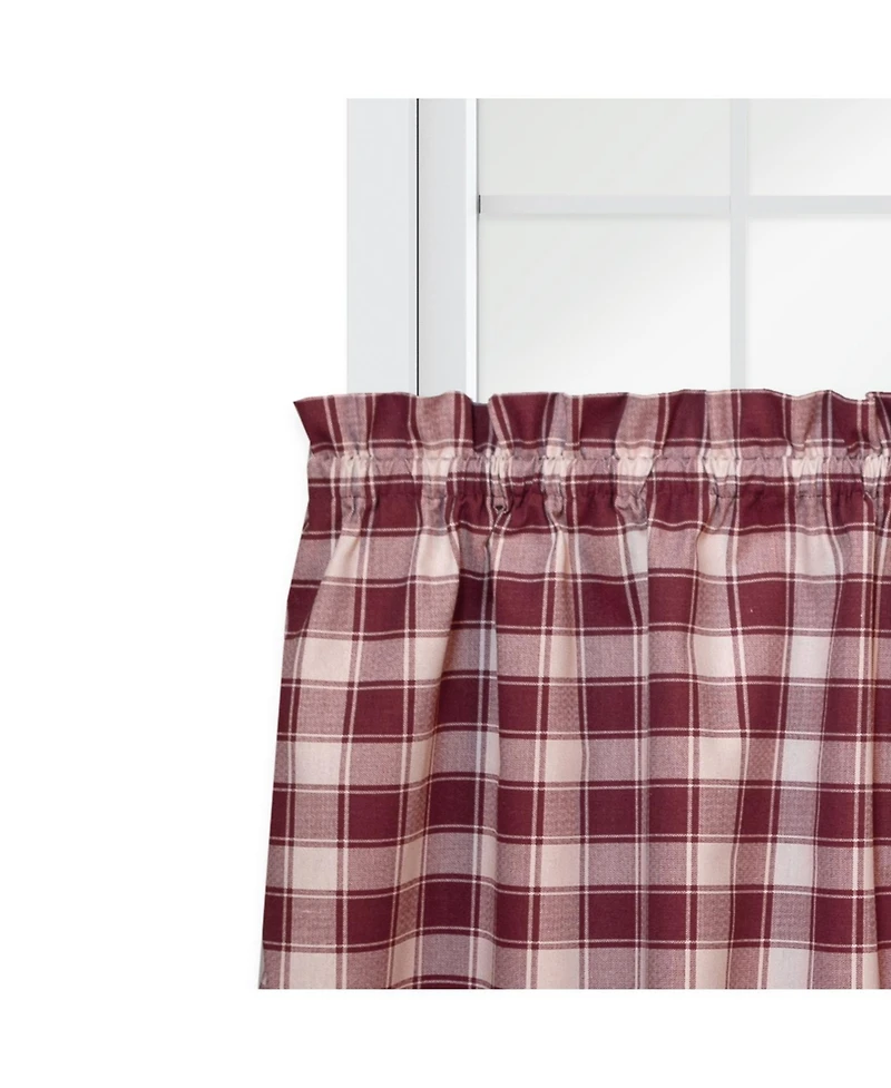 Ellis Curtain Country Check Tailored With 1.5inch Rod Pocket Window Tiers Brick
