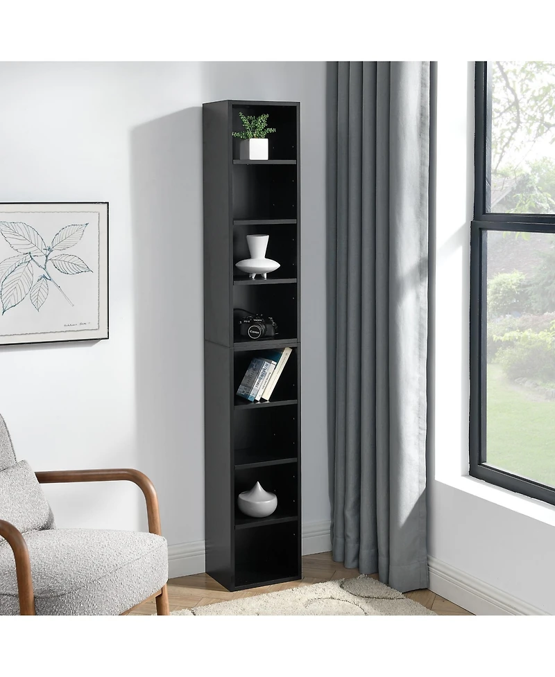 Flynama 70.9 Inch 8-Tier Detachable Adjustable Slim Media Storage Tower Home Narrow Bookcase