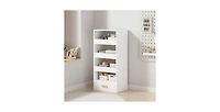 Flynama 4-Tier Bookshelf with Sliding Drawers and Bottom Drawer