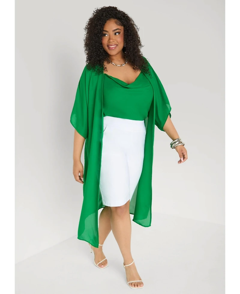 Ashley Stewart Plus Open Front Crepe Kimono