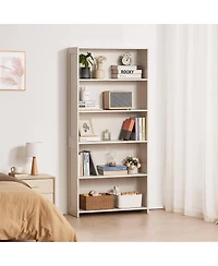 Flynama 68.3 Inch White 5-Tier Wide Anti-Tip Freestanding Open Bookshelf