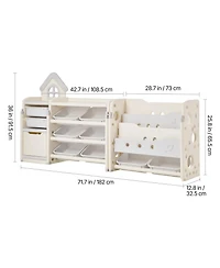 Flynama Kids Toy Storage Organizer with Bookshelf and 10 Storage Bins
