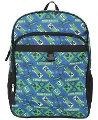Minecraft Boys' and Girls' All Over Print Backpack, Lunch Kit, Keychain and Pencil Case, 4-Piece Set