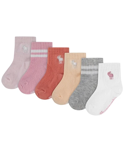 abercrombie kids Boys' and Girls' 6M-4T Crew Socks, 6-Pack