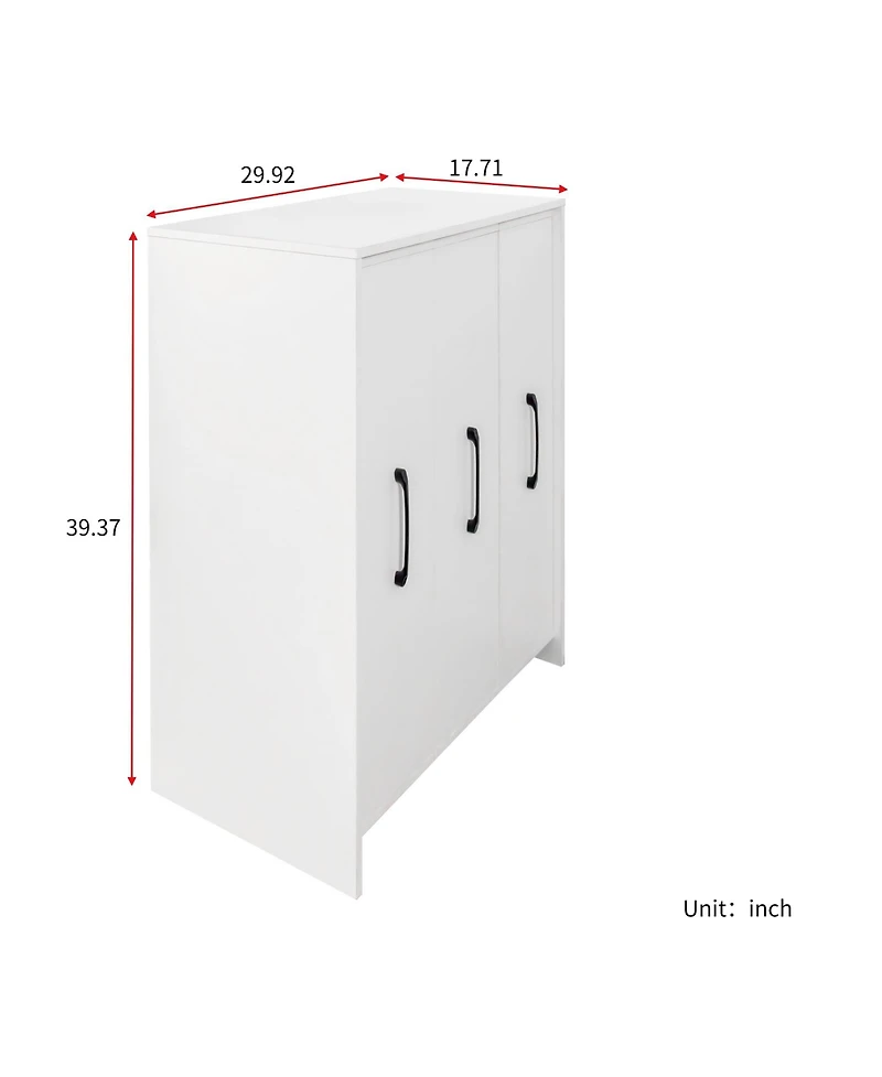 Flynama 3-Tier Freestanding Pull-Out Door Mobile Bookcase Multi-Grid Storage Cabinet with Universal Wheels