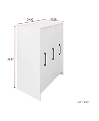 Flynama 3-Tier Freestanding Pull-Out Door Mobile Bookcase Multi-Grid Storage Cabinet with Universal Wheels