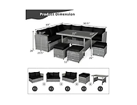 Mondawe 7 Pieces Patio Rattan Dining Furniture Sectional Sofa Set with Wicker Ottoman