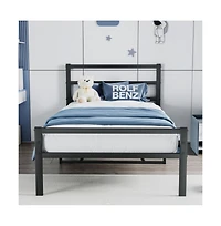 Lucky One Full Size Foldable Platform Bed Frame with Headboard, Heavy Duty Metal Slats, Noise-Free, No Box Spring Needed