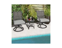 Mondawe 3 Piece Patio Swivel Chair Set with Soft Seat Cushions for Backyard