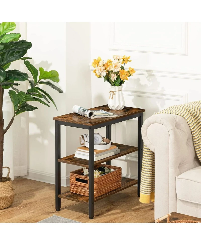 Slickblue 3-Tier Narrow End Table with Storage Shelves for Small Space Organization