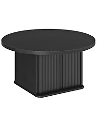 Slickblue Modern Round Coffee Table with Sliding Doors for Living Room or Office