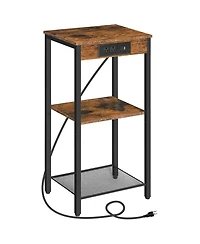 Slickblue 3-Tier Accent Side Table with Built-In Charging Station and Storage