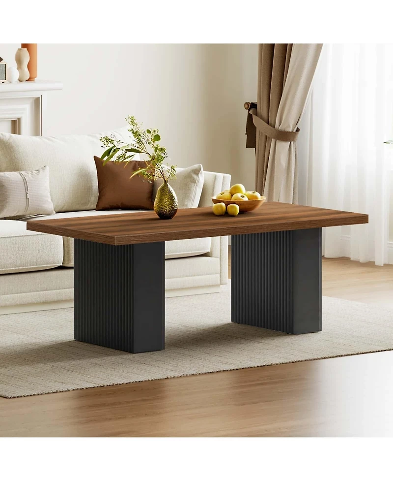 Slickblue Rectangular Coffee Table with Fluted Legs for Living Room Furniture