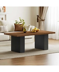Slickblue Rectangular Coffee Table with Fluted Legs for Living Room Furniture