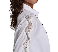 Karl Lagerfeld Paris Women's Cotton Poplin Button-Front Blouse