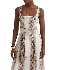 Reiss Women's Linen-Blend Snake-Print Midi Dress