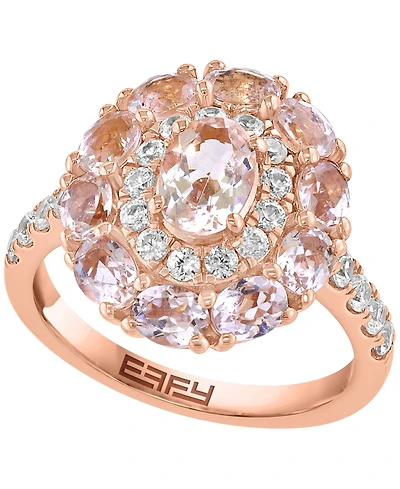 Effy Collection Morganite (3-1/2 ct. t.w.) & White Zircon (7/8 ct. t.w.) Ring in 14k Rose Gold over Sterling Silver
