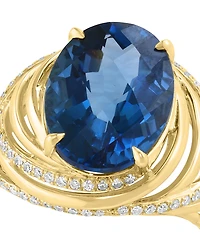 Effy Collection London Blue Topaz (7 ct. t.w.) & Diamond (3/8 ct. t.w.) Ring in 14k Gold Over Sterling Silver