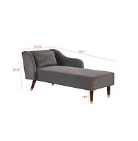 Rainsken Chaise Lounge Chair, Velvet Upholstery with Pillow Modern Indoor Chair